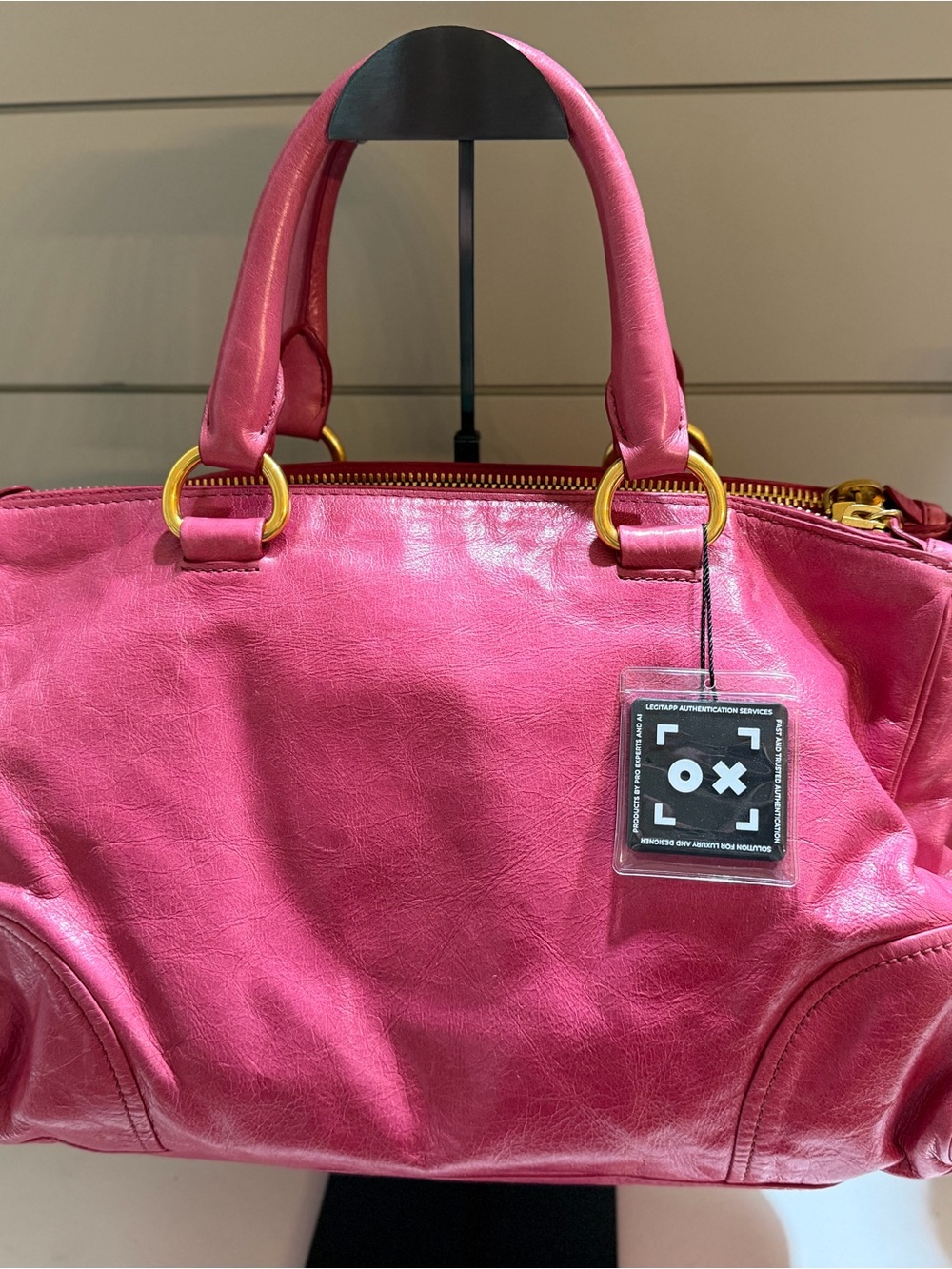 Prada Hot Pink Leather Tote with Gold Hardware - Picture 2 of 10